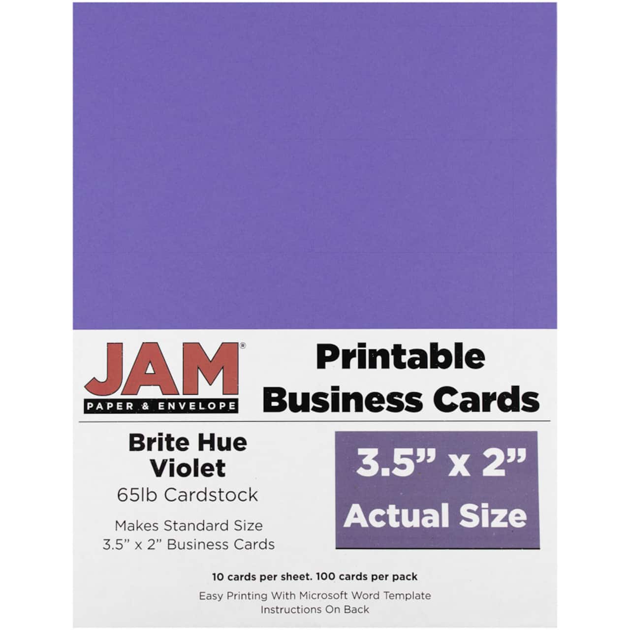 JAM Paper Brite Hue Printable Business Cards, 100ct.